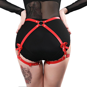 Erotic PU Leather Leg Garter for Ladies / Body Strap Harness / Red Buttocks Suspender Accessory - EVE's SECRETS